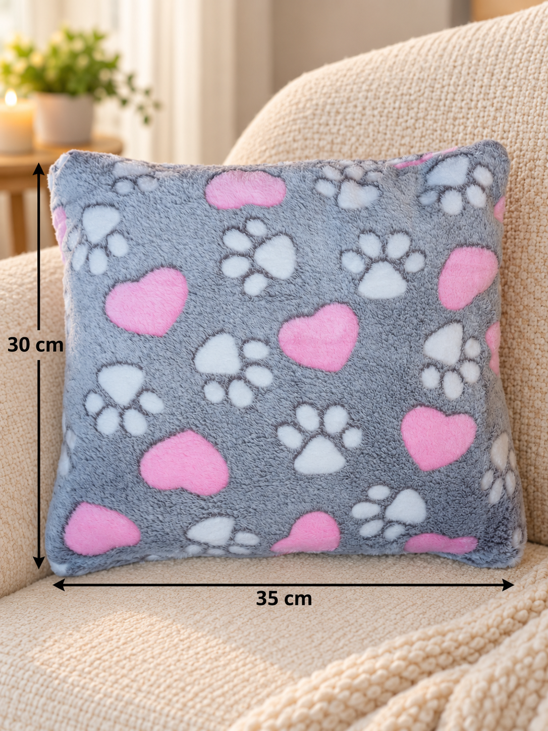 Pihe-puha szürke-rózsaszín tappancsos párna 🐾