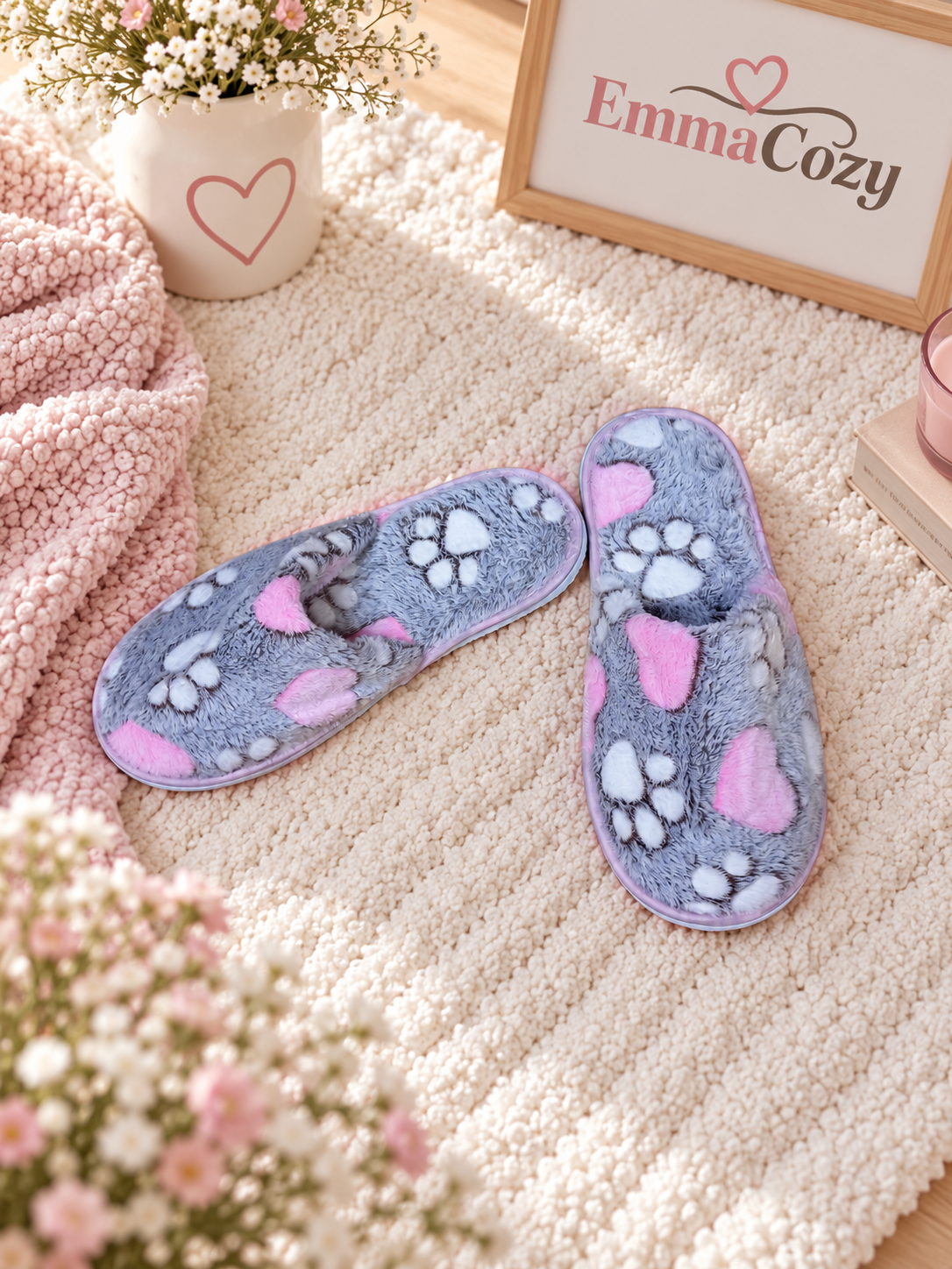 Tappancs mintás női papucs – pihe-puha, meleg kényelem